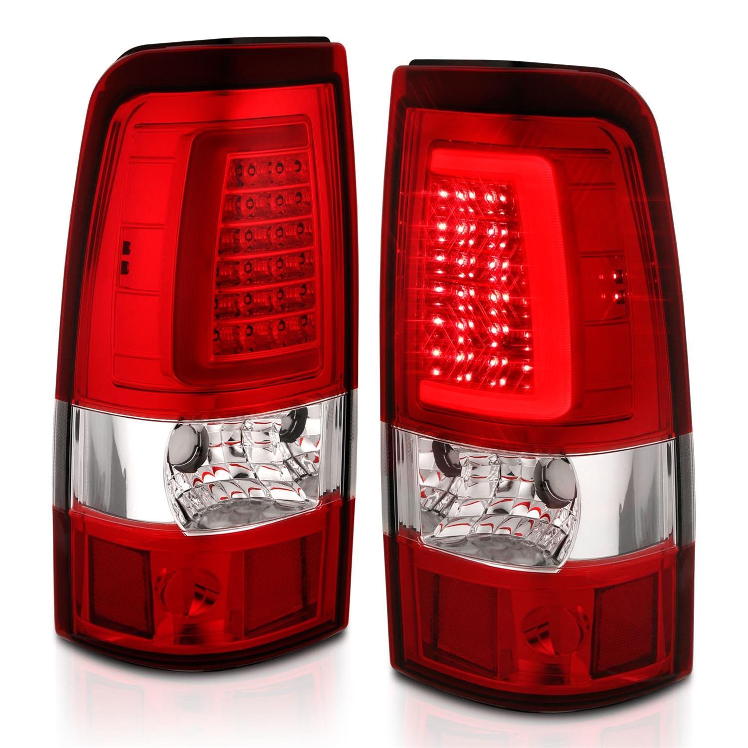 ANZO 2003-2006 Chevy Silverado 1500 LED Taillights Plank Style Chrome With Red/Clear Lens thumbnail 2