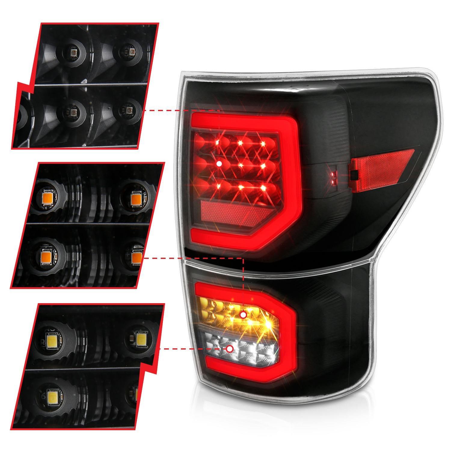 ANZO 2007-2013 Toyota Tundra LED Taillights Plank Style Black w/Clear Lens thumbnail 4