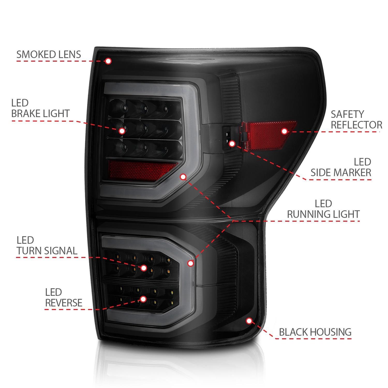 ANZO 2007-2013 Toyota Tundra LED Taillights Plank Style Black w/Smoke Lens thumbnail 6