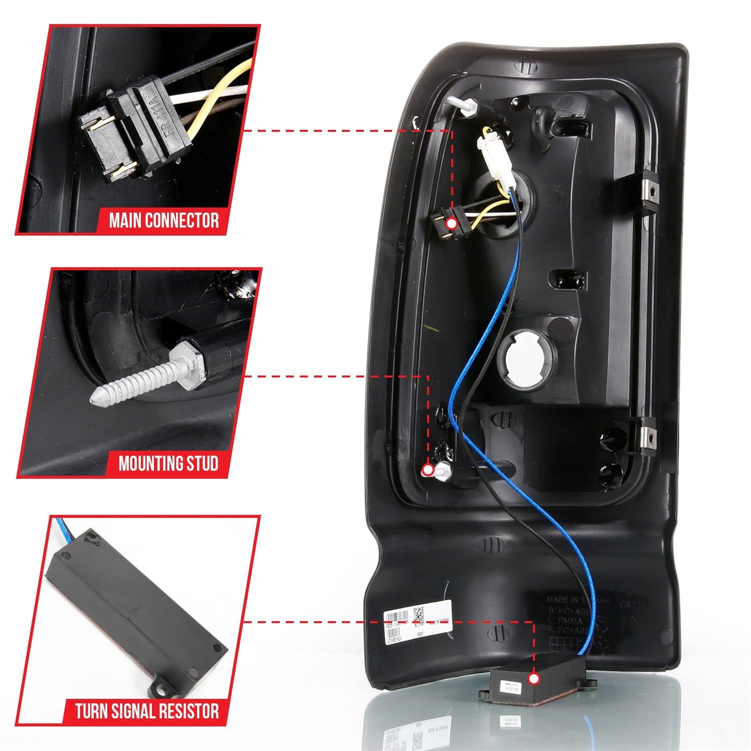 ANZO 1994-2001 Dodge Ram 1500 LED Taillights Plank Style Black w/Clear Lens thumbnail 4