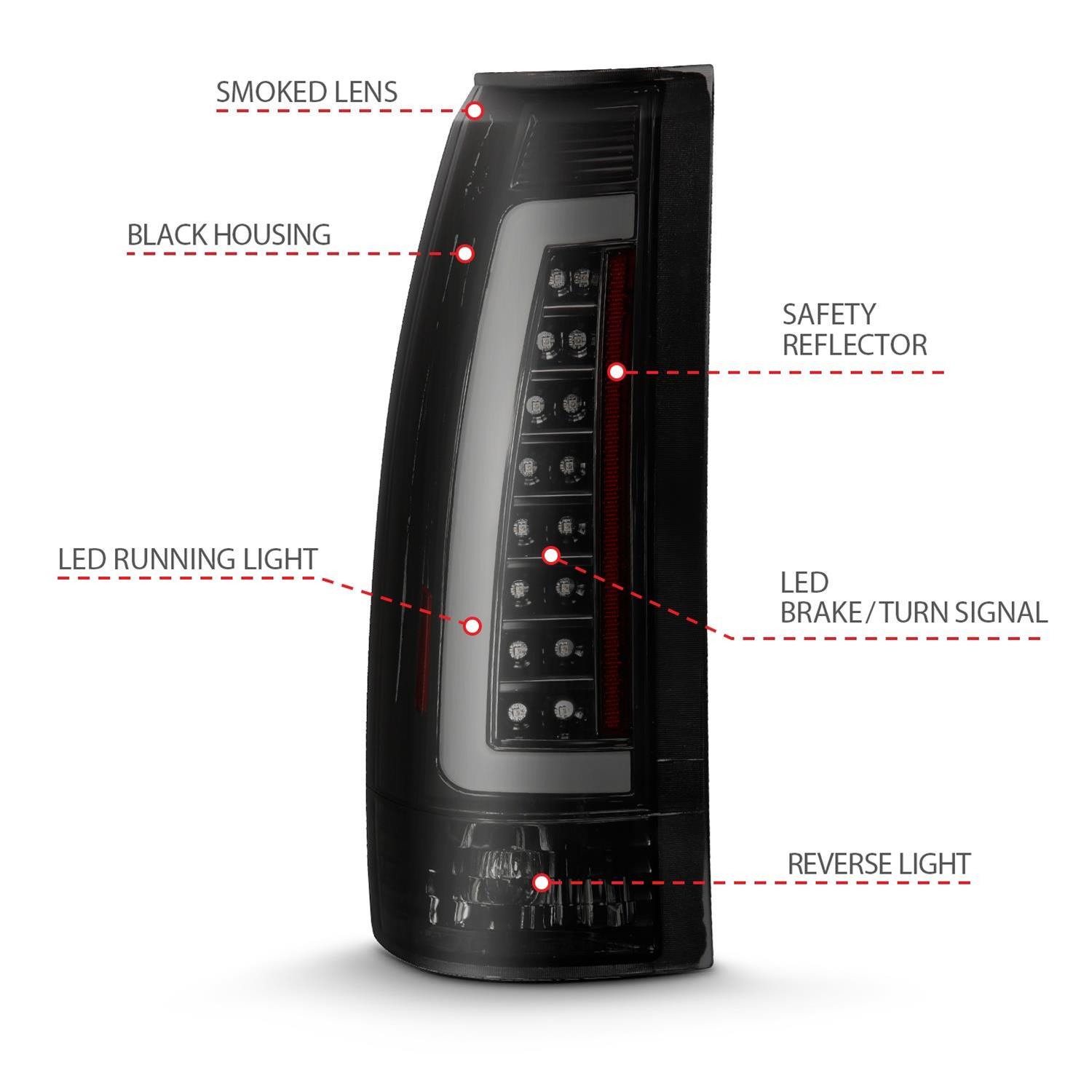 ANZO 1999-2000 Cadillac Escalade LED Taillights Black Housing Smoke Lens Pair thumbnail 6