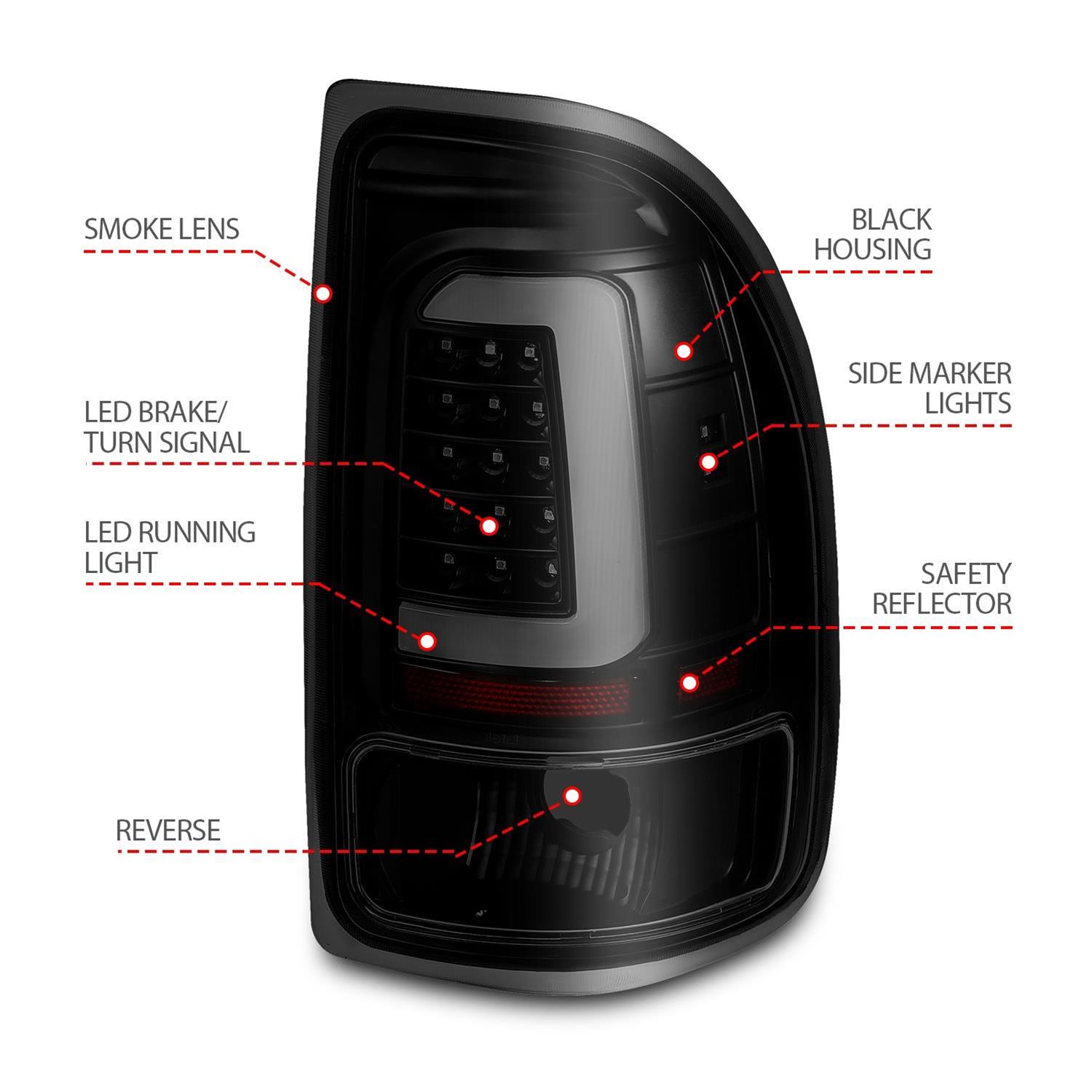 ANZO 1997-2004 Dodge Dakota LED Taillights Black Housing Smoke Lens Pair thumbnail 5