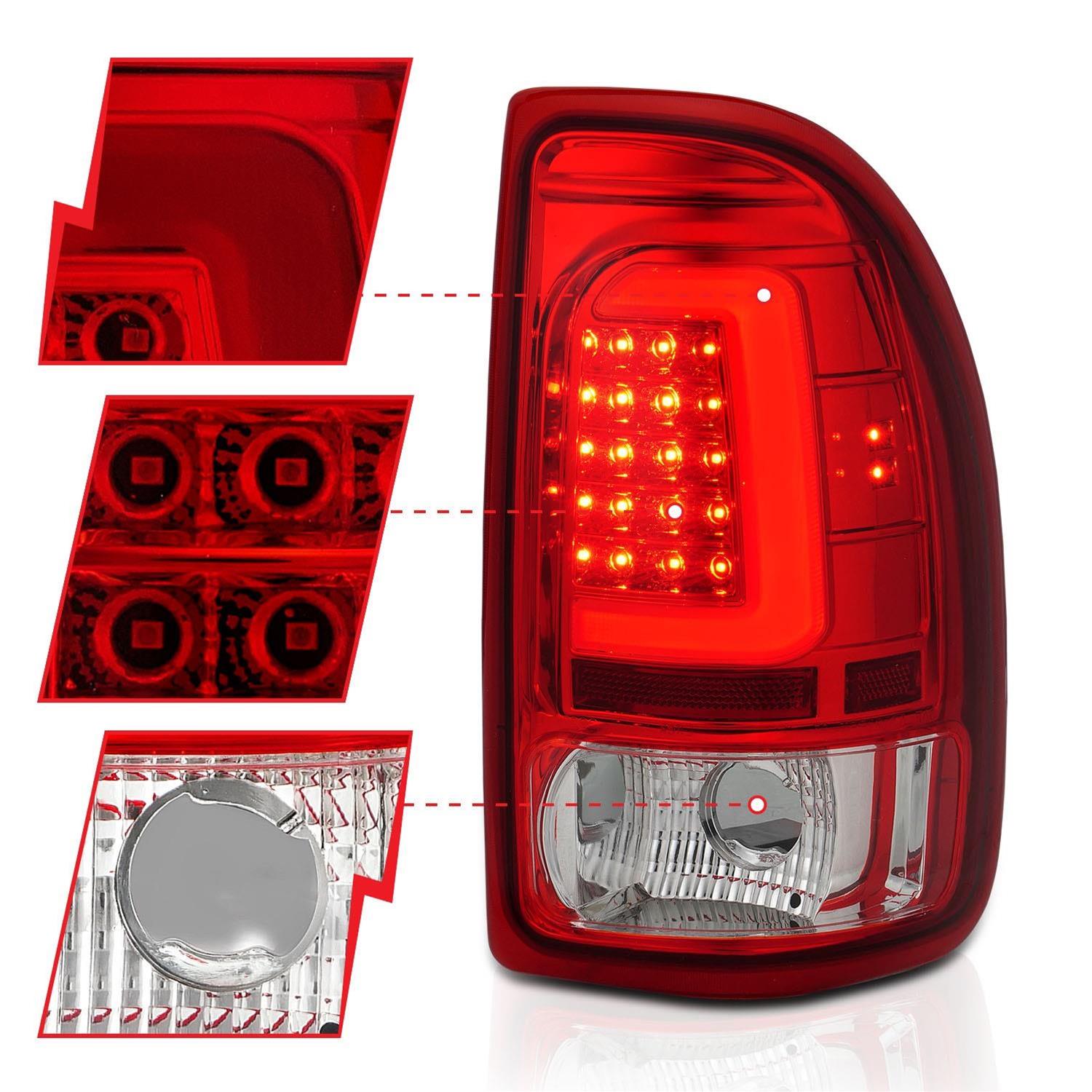 ANZO 1997-2004 Dodge Dakota LED Taillights Chrome Housing Red Lens Pair thumbnail 3