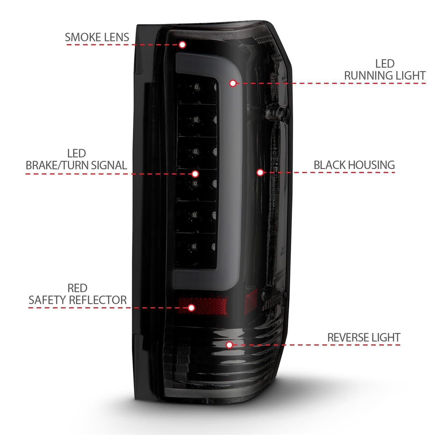 ANZO 1987-1996 Ford F-150 LED Taillights Black Housing Smoke Lens (Pair) thumbnail 6