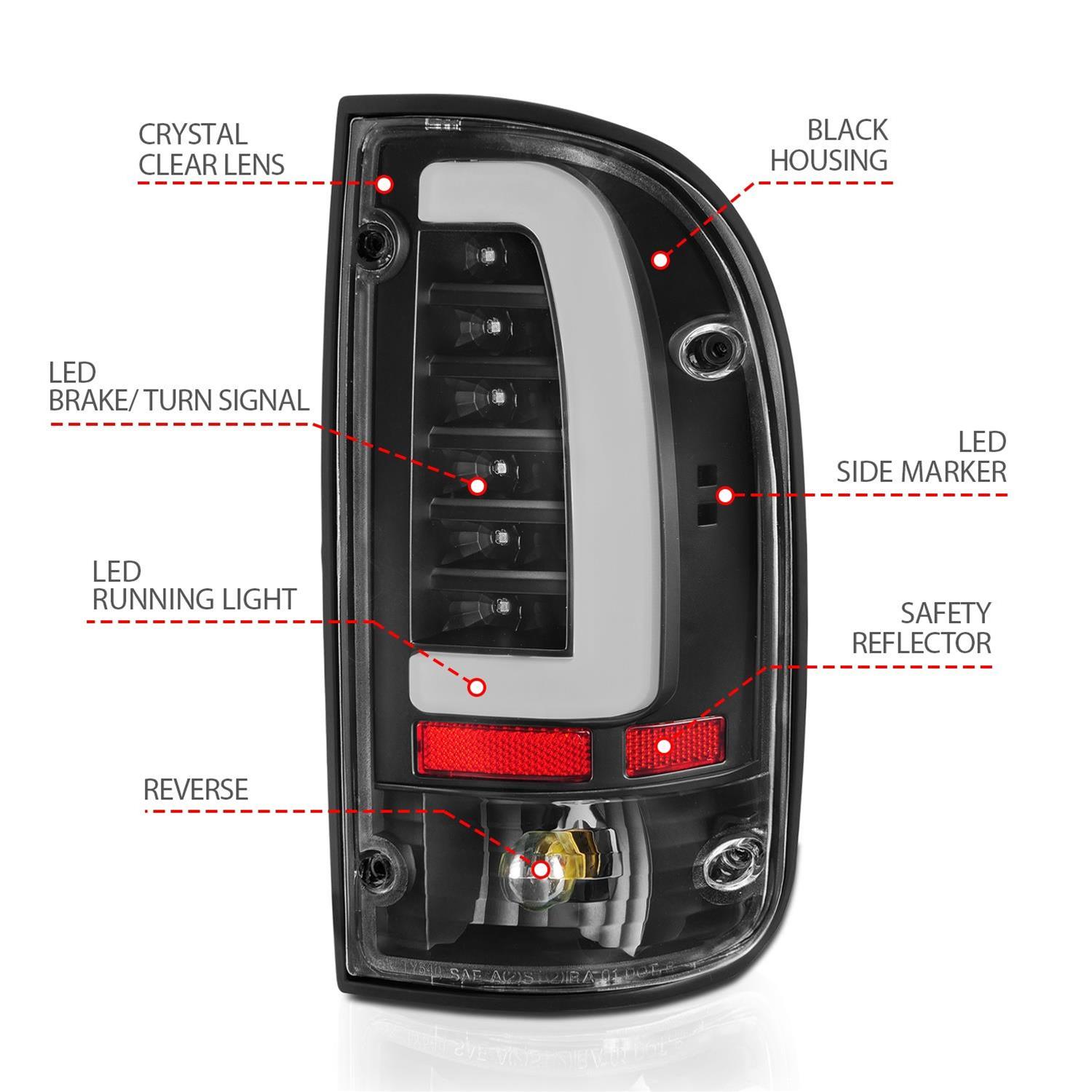 ANZO 95-00 Toyota Tacoma LED Taillights Black Housing Clear Lens (Pair) thumbnail 5