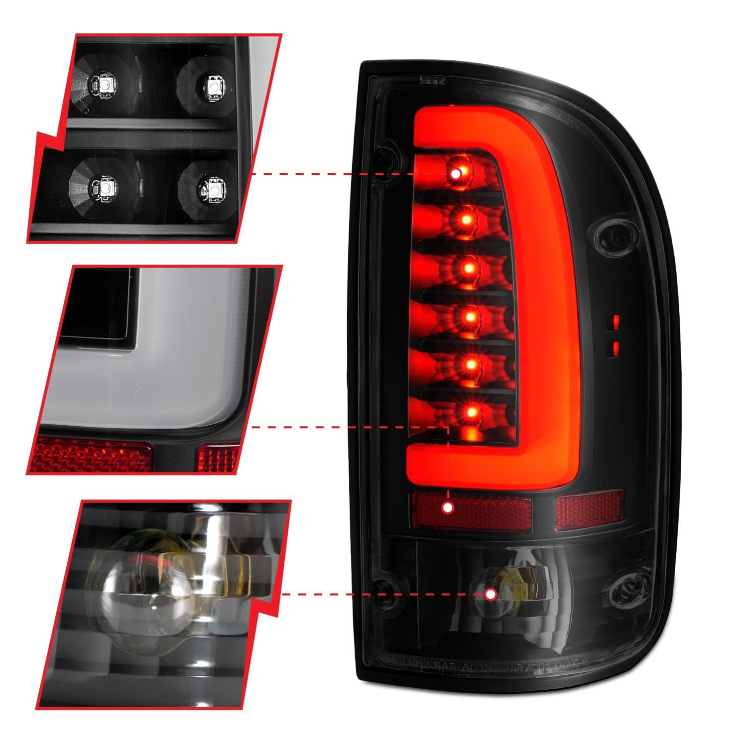 ANZO 1995-2000 Toyota Tacoma LED Taillights Black Housing Smoke Lens (Pair) thumbnail 3