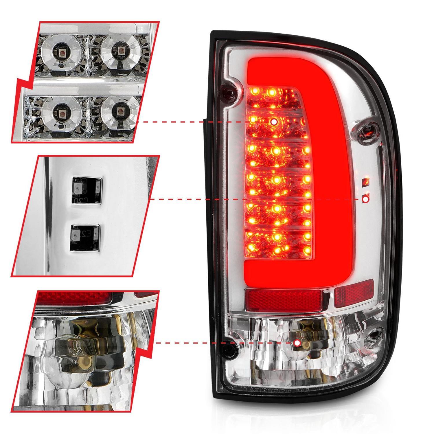 ANZO 95-00 Toyota Tacoma LED Taillights Chrome Housing Clear Lens (Pair) thumbnail 2