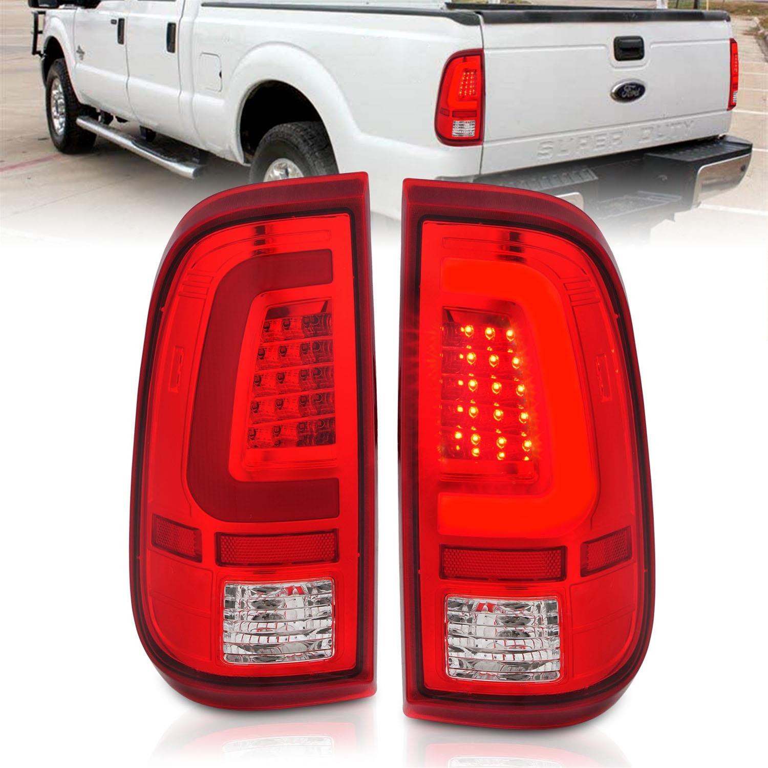 ANZO 2008-2016 Ford F-250 LED Taillights Chrome Housing Red/Clear Lens (Pair) thumbnail 4