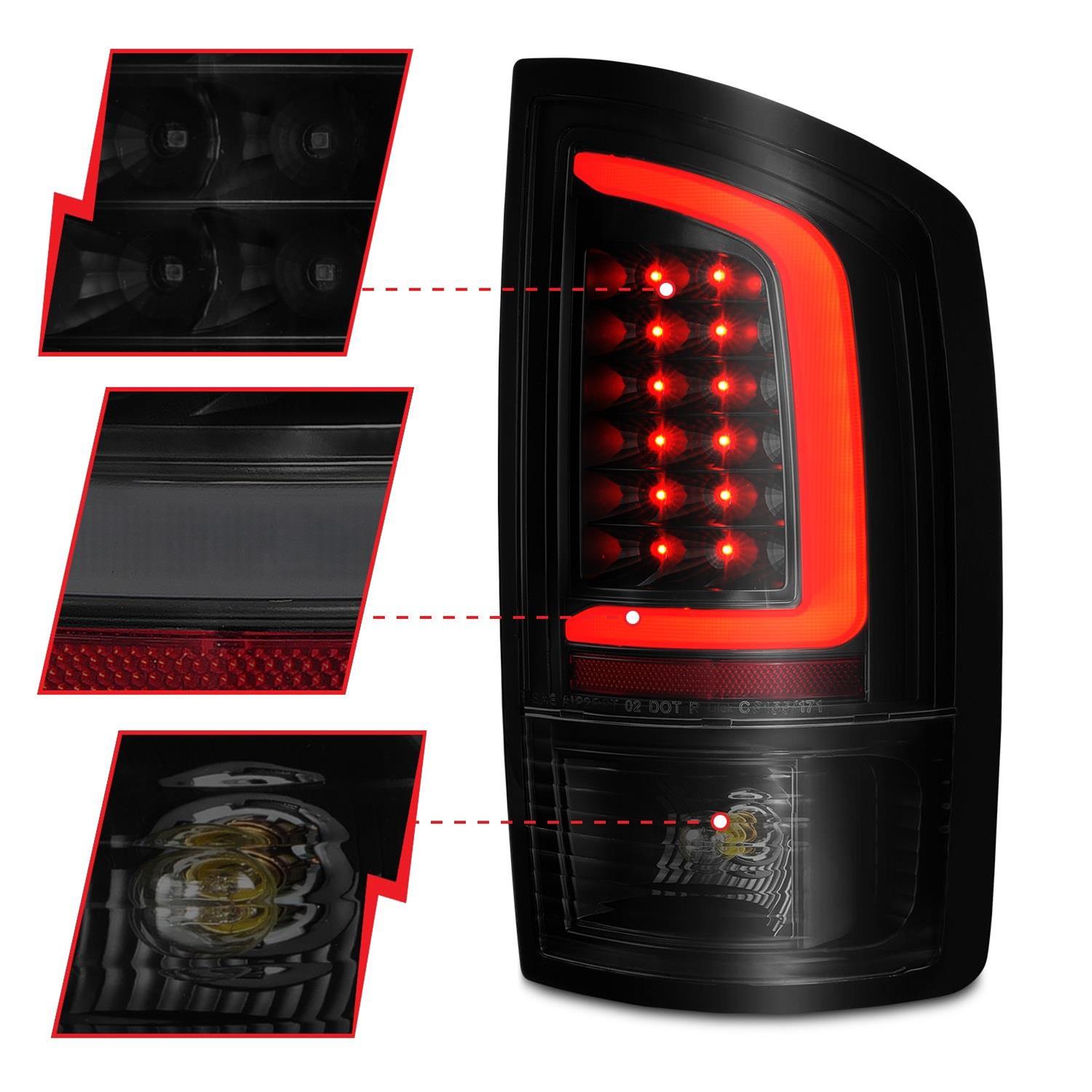 ANZO 2002-2006 Dodge Ram 1500 LED Tail Lights w/ Light Bar Black Housing Smoke Lens thumbnail 3