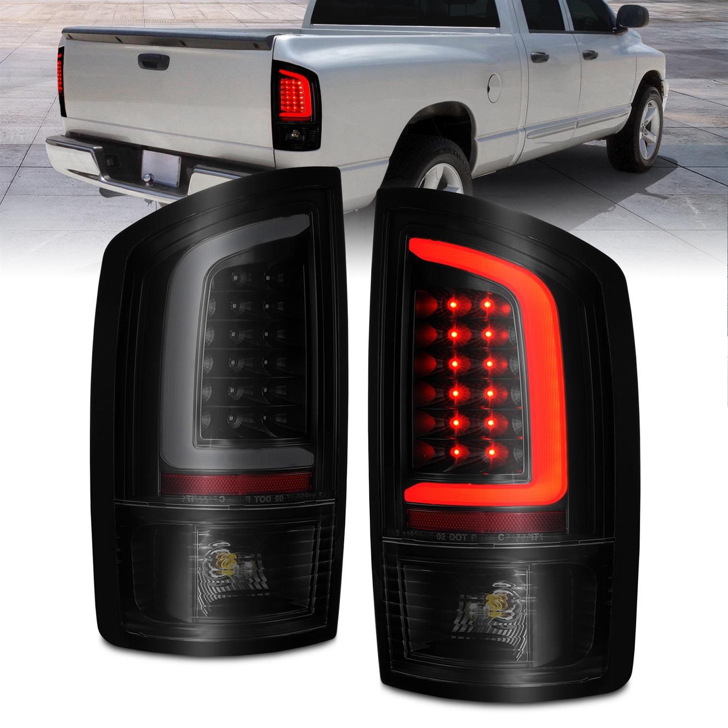 ANZO 2002-2006 Dodge Ram 1500 LED Tail Lights w/ Light Bar Black Housing Smoke Lens thumbnail 2