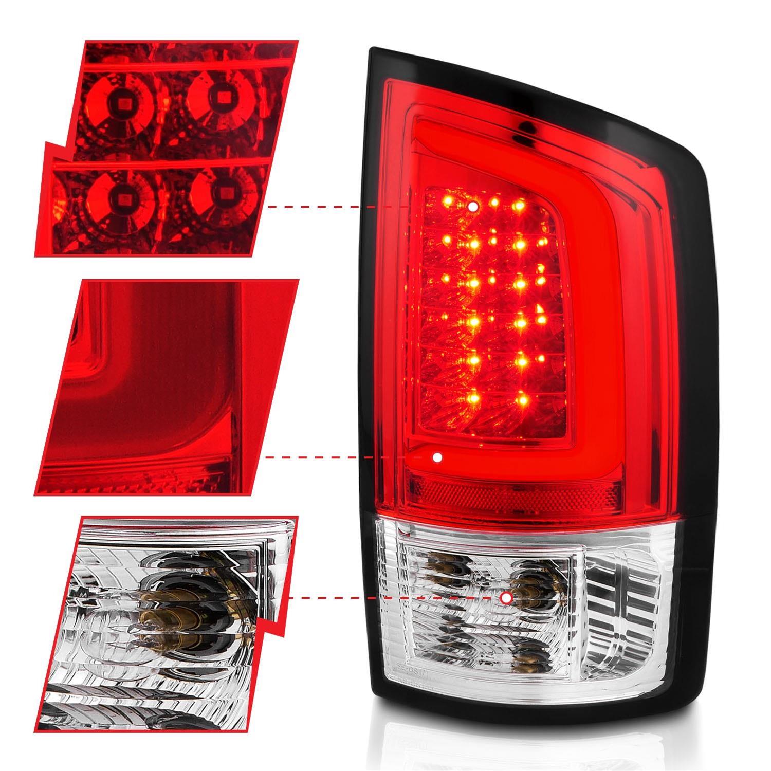 Anzo LED Taillights for 2003-2006 RAM 3500, 2500, 2002-2006 1500 - 311370 Tail Light Assemblies, LED, Black/Chrome Housing, Red/Clear Lens, Bar, Turn Signal, Brake, Parking, Dodge thumbnail 3