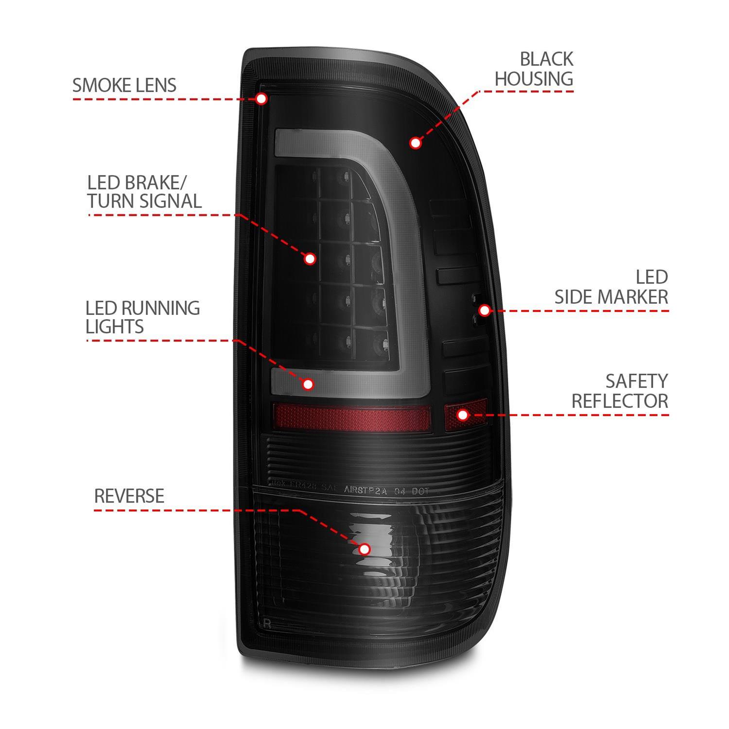 ANZO 1997-2003 Ford F-150 LED Tail Lights w/ Light Bar Black Housing Smoke Lens thumbnail 5