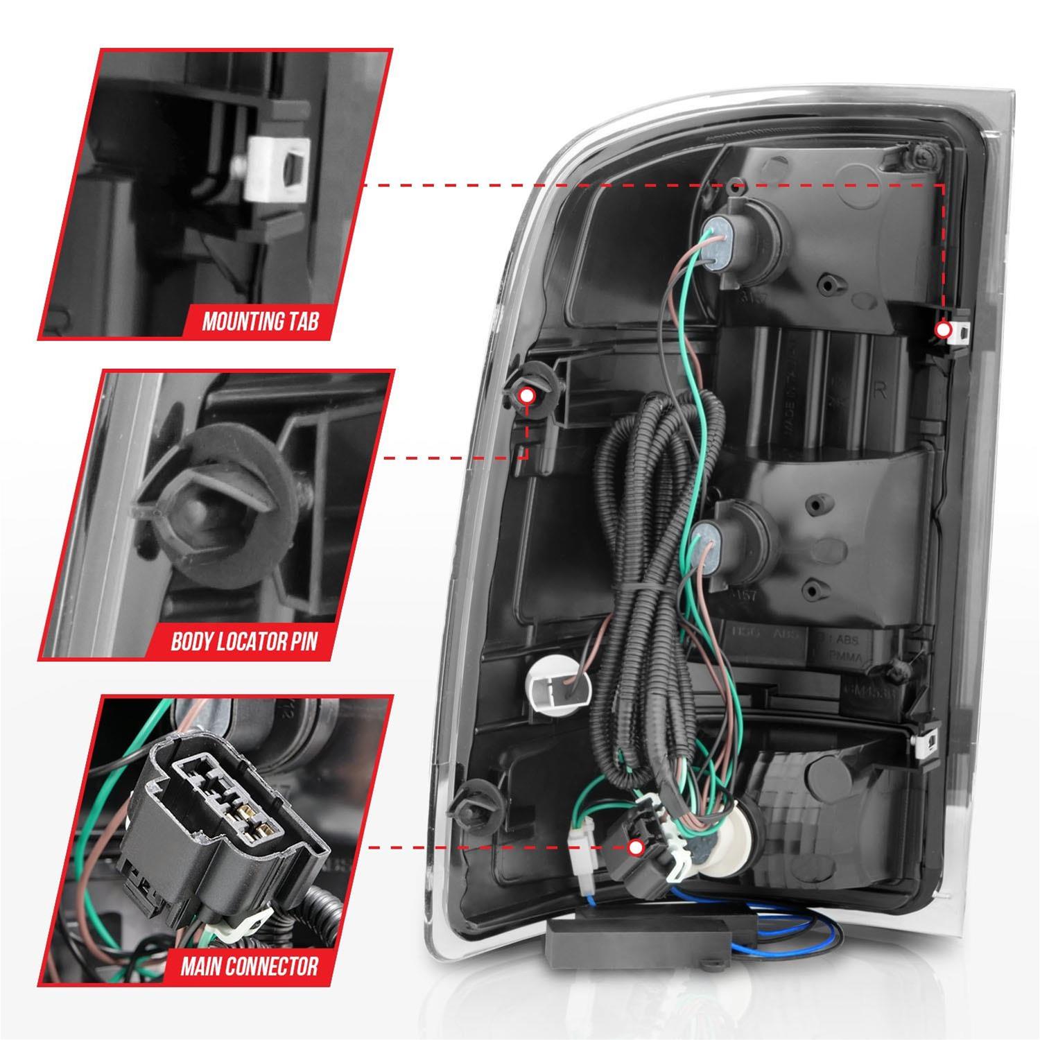 Anzo LED Taillights 311388 Tail Light Assemblies, LED, Black Housing, Clear Lens, Bar, Turn Signal, Brake, Parking, GMC, Pair thumbnail 4