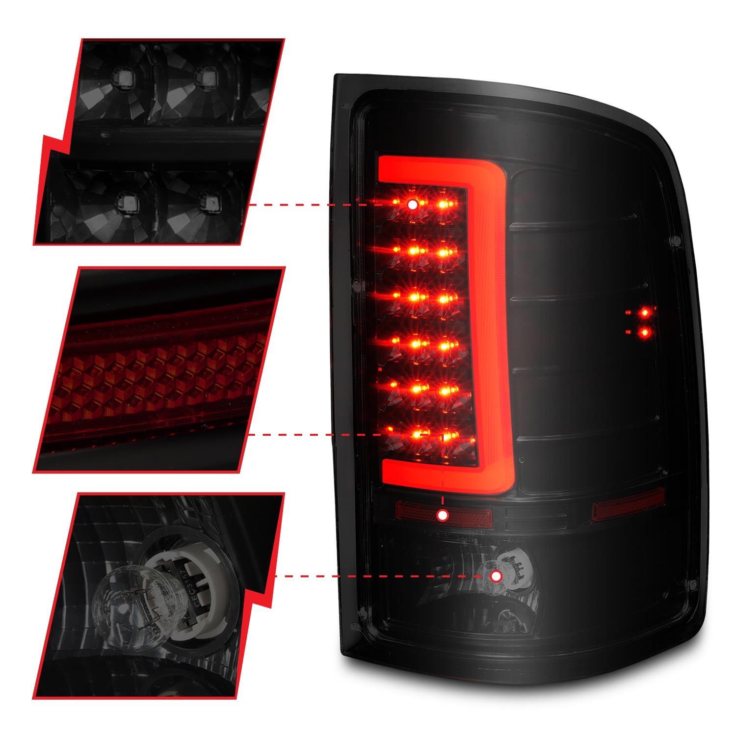 ANZO 2007-2013 GMC Sierra LED Tail Lights w/ Light Bar Black Housing Smoke Lens thumbnail 3