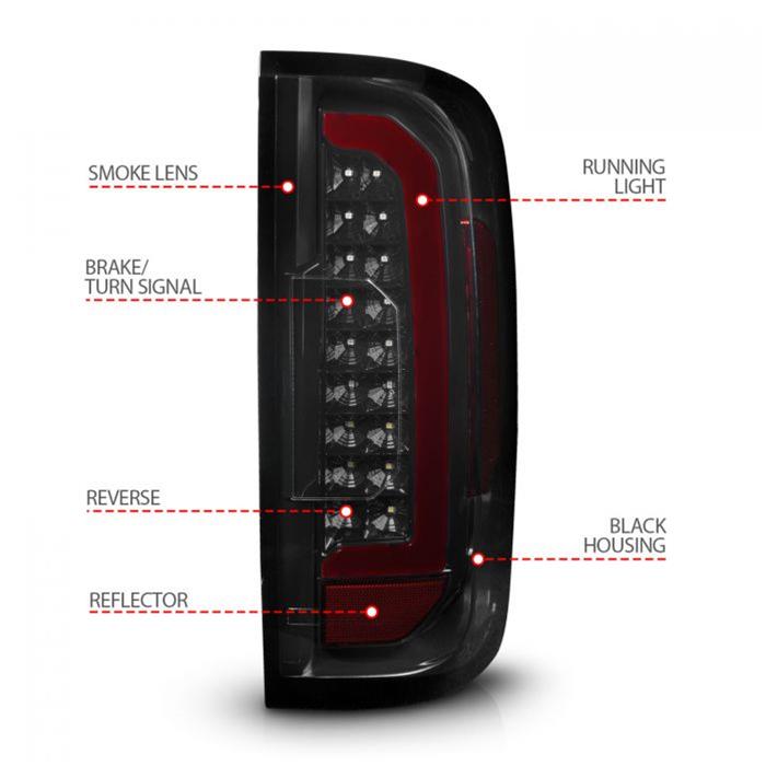 ANZO 15-21 Chevrolet Colorado Full LED Tail Lights w/ Red Lightbar Black Housing Smoke Lens thumbnail 6