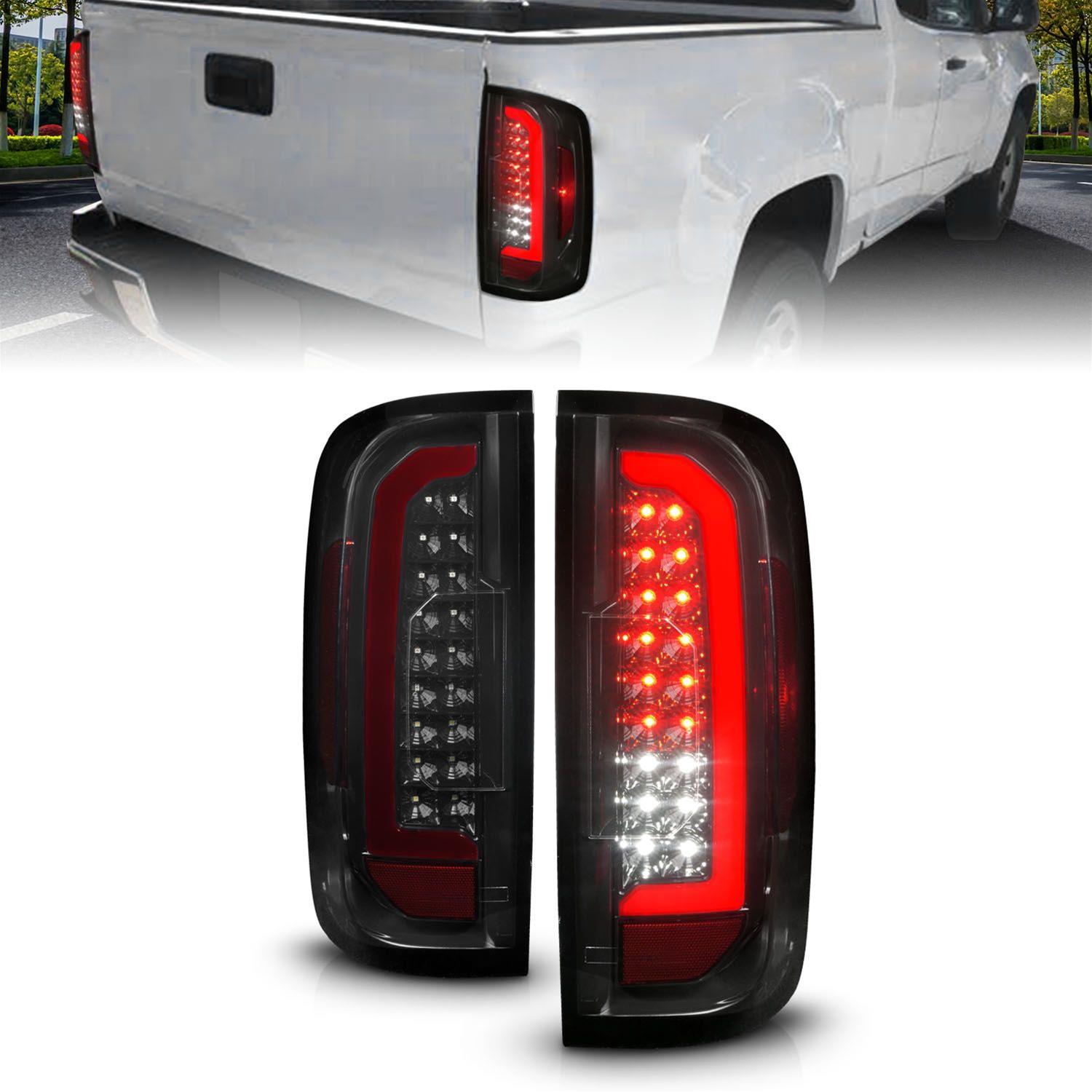 ANZO 15-21 GMC Canyon Full LED Tail Lights w/ Red Lightbar Black Housing Smoke Lens thumbnail 3