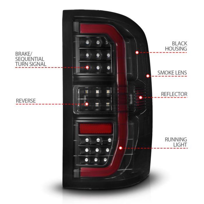 ANZO 14-18 GMC Sierra 1500 Full LED Taillights Black Housing Smoke Lens (w/C Light Bars) thumbnail 5