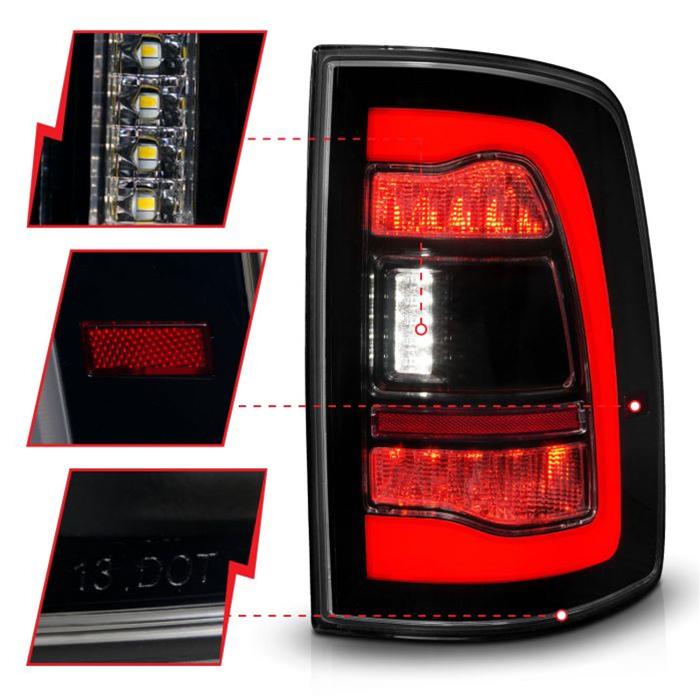 ANZO 09-18 Dodge Ram 1500 Sequential LED Taillights Smoke Black thumbnail 2