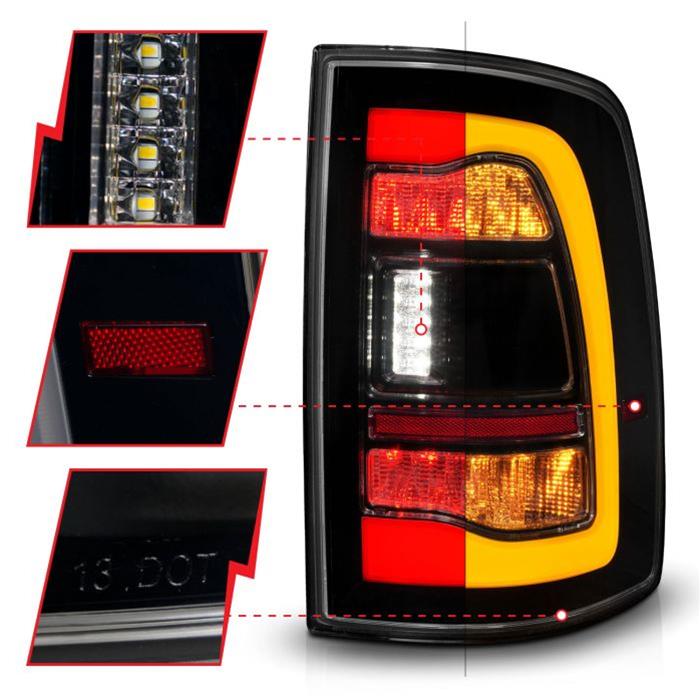 ANZO 09-18 Dodge Ram 1500 Sequential LED Taillights Smoke Black w/Switchback Amber Signal thumbnail 2
