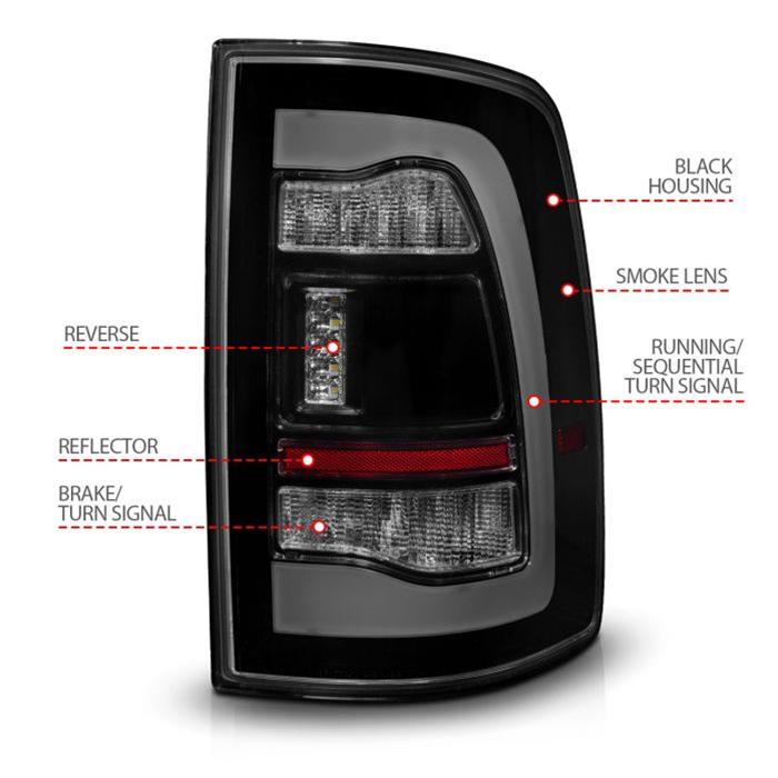 ANZO 09-18 Dodge Ram 1500 Sequential LED Taillights Smoke Black w/Switchback Amber Signal thumbnail 5