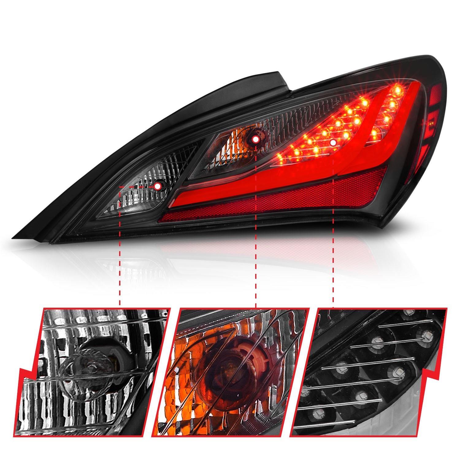 ANZO 10-13 Hyundai Genesis 2DR LED Taillights Smoke thumbnail 2