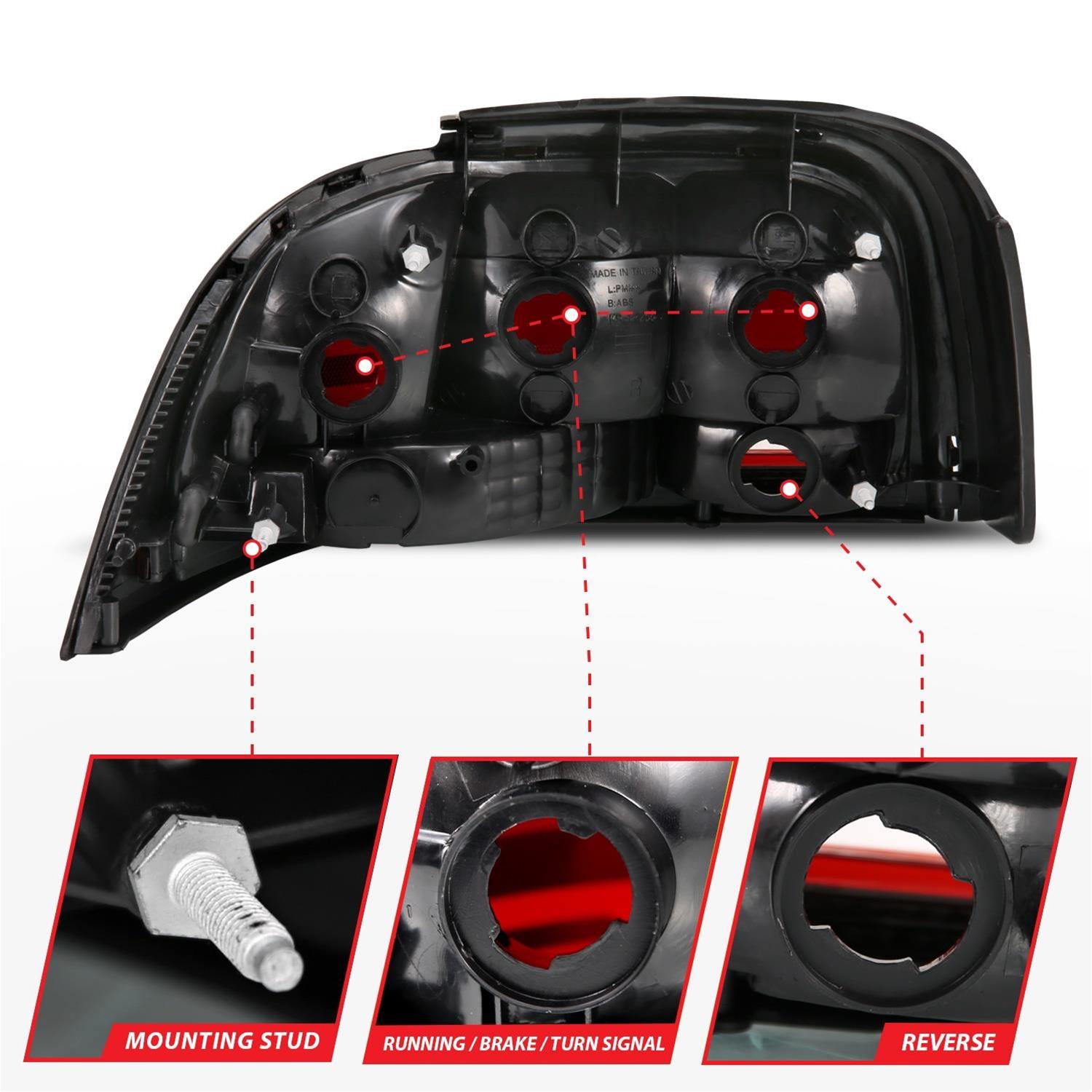 ANZO 1994-1998 Ford Mustang Taillight Dark Red Lens (OE Style) thumbnail 4
