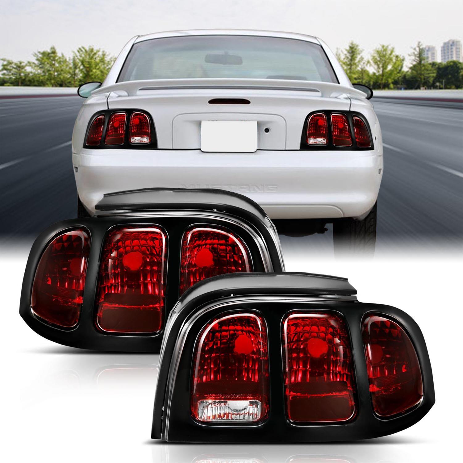 ANZO 1994-1998 Ford Mustang Taillight Dark Red Lens (OE Style) thumbnail 2