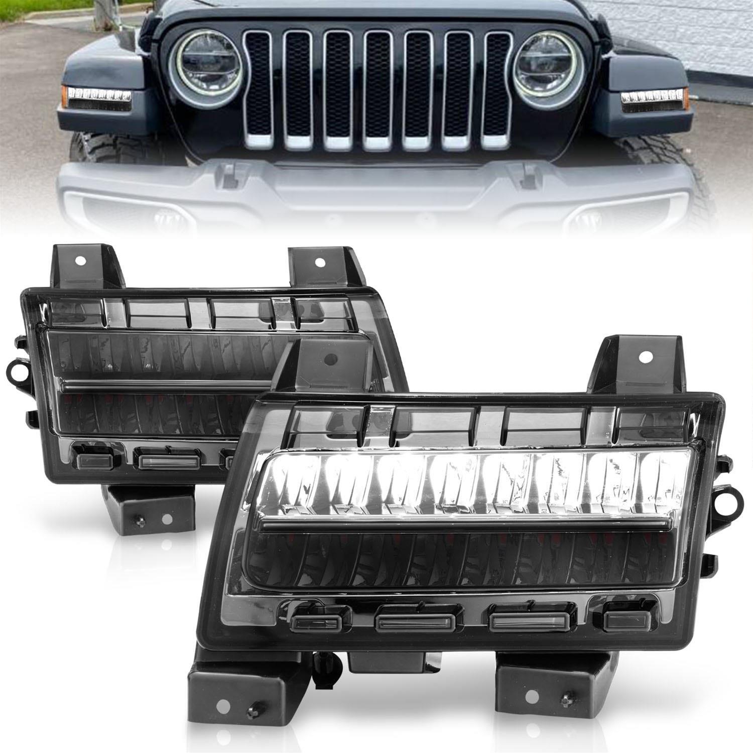 ANZO 2018-2021 Jeep Wrangler LED Side Markers Chrome Housing Smoke Lens w/ Seq. Signal Sport Bulb thumbnail 2