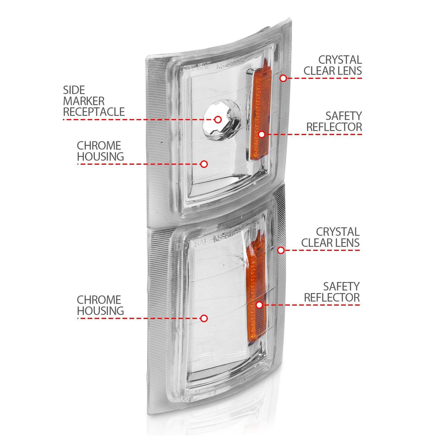ANZO 1994-1998 Chevrolet Blazer Corner Lights Clear Lens w/ Amber Reflector thumbnail 4