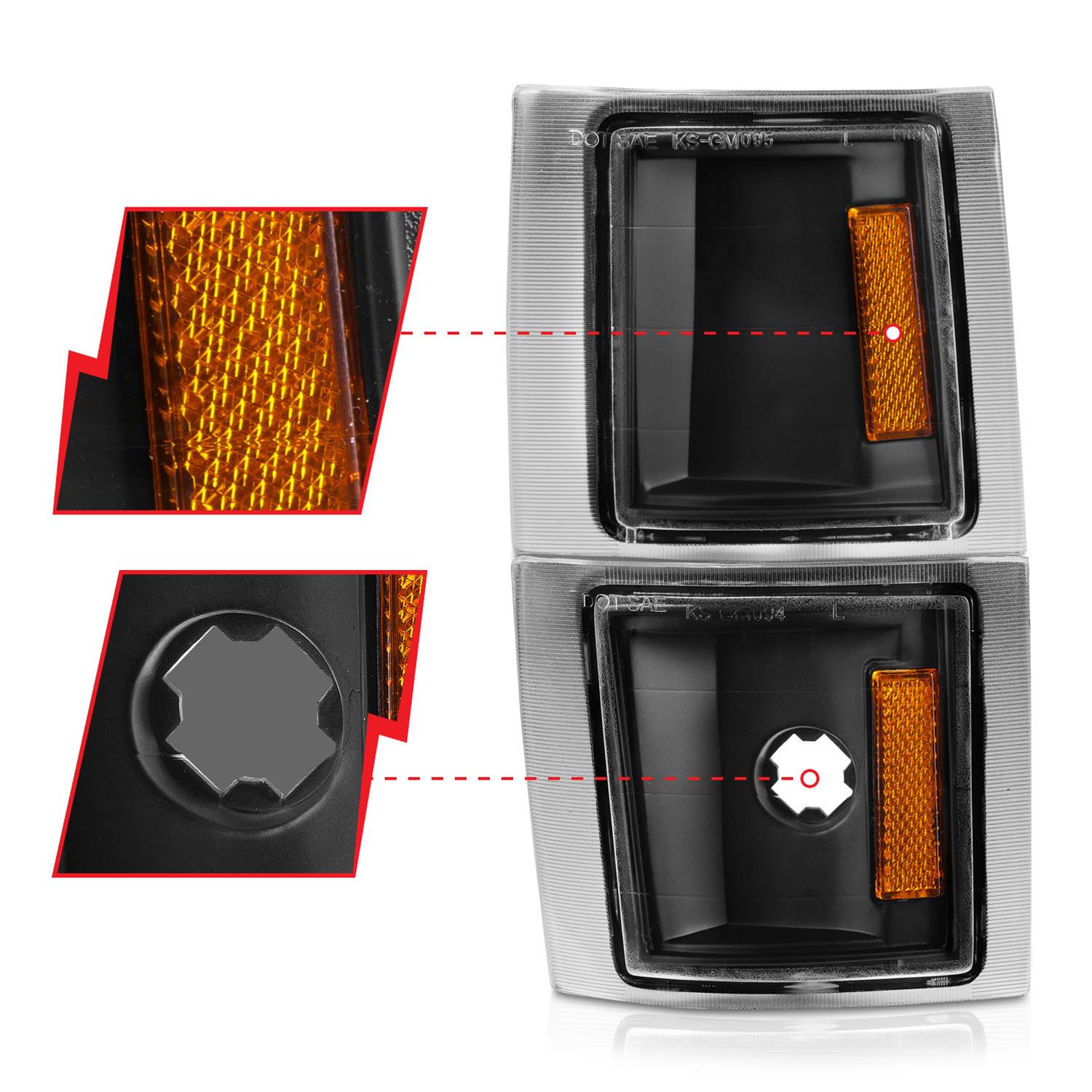 ANZO 1994-1998 Chevrolet Blazer Corner Lights Black Housing Clear Lens w/ Amber Reflector thumbnail 3