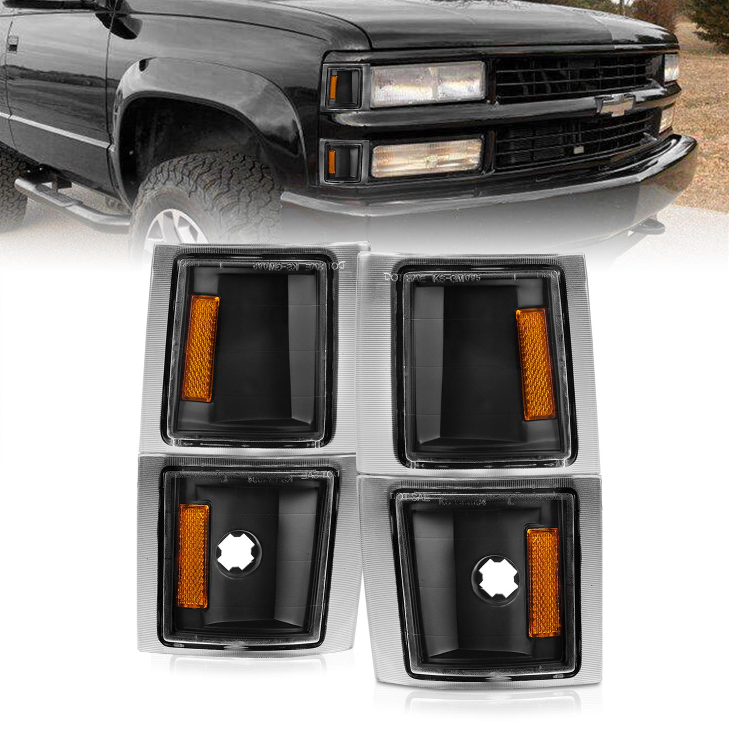 ANZO 1994-1998 Chevrolet Blazer Corner Lights Black Housing Clear Lens w/ Amber Reflector thumbnail 2