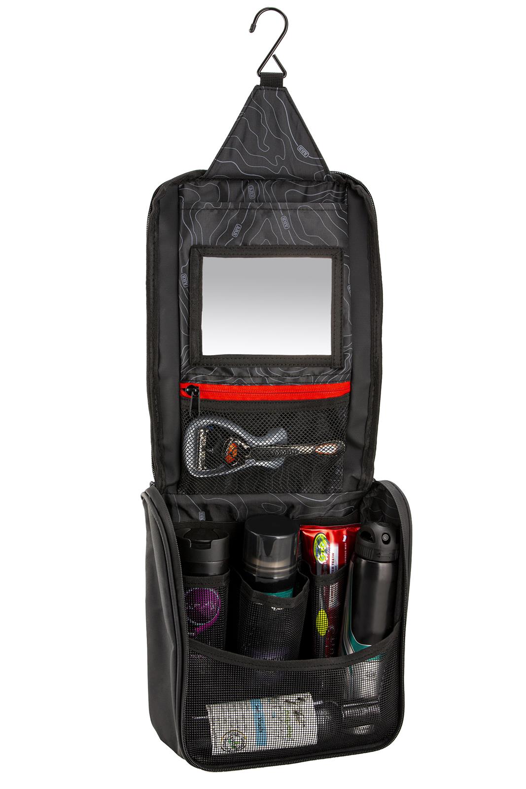 ARB Toiletries Bag Charcoal Finish w/ Red Highlights PVC Outer Shell Mesh Pockets Mirror thumbnail 5