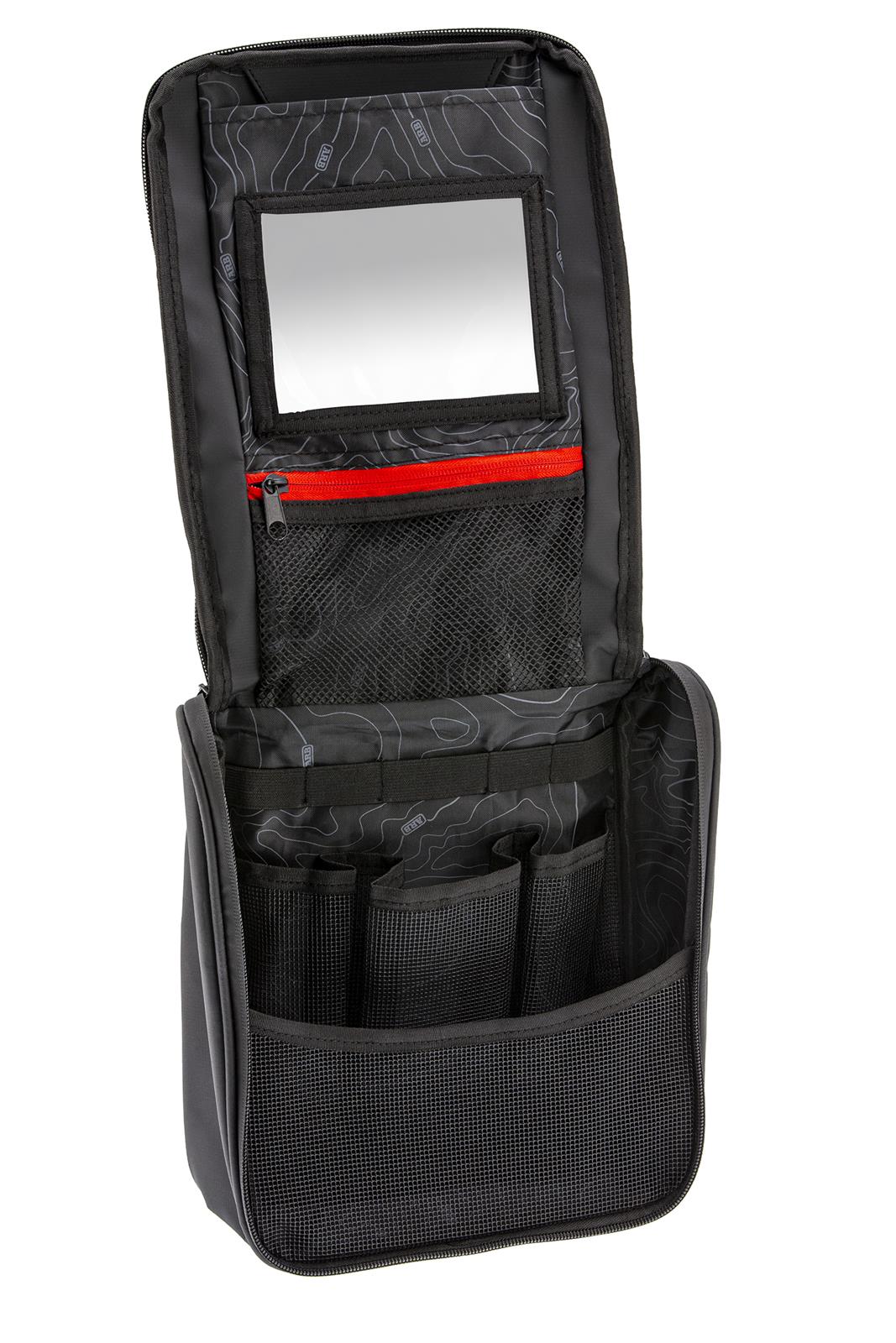 ARB Toiletries Bag Charcoal Finish w/ Red Highlights PVC Outer Shell Mesh Pockets Mirror thumbnail 4