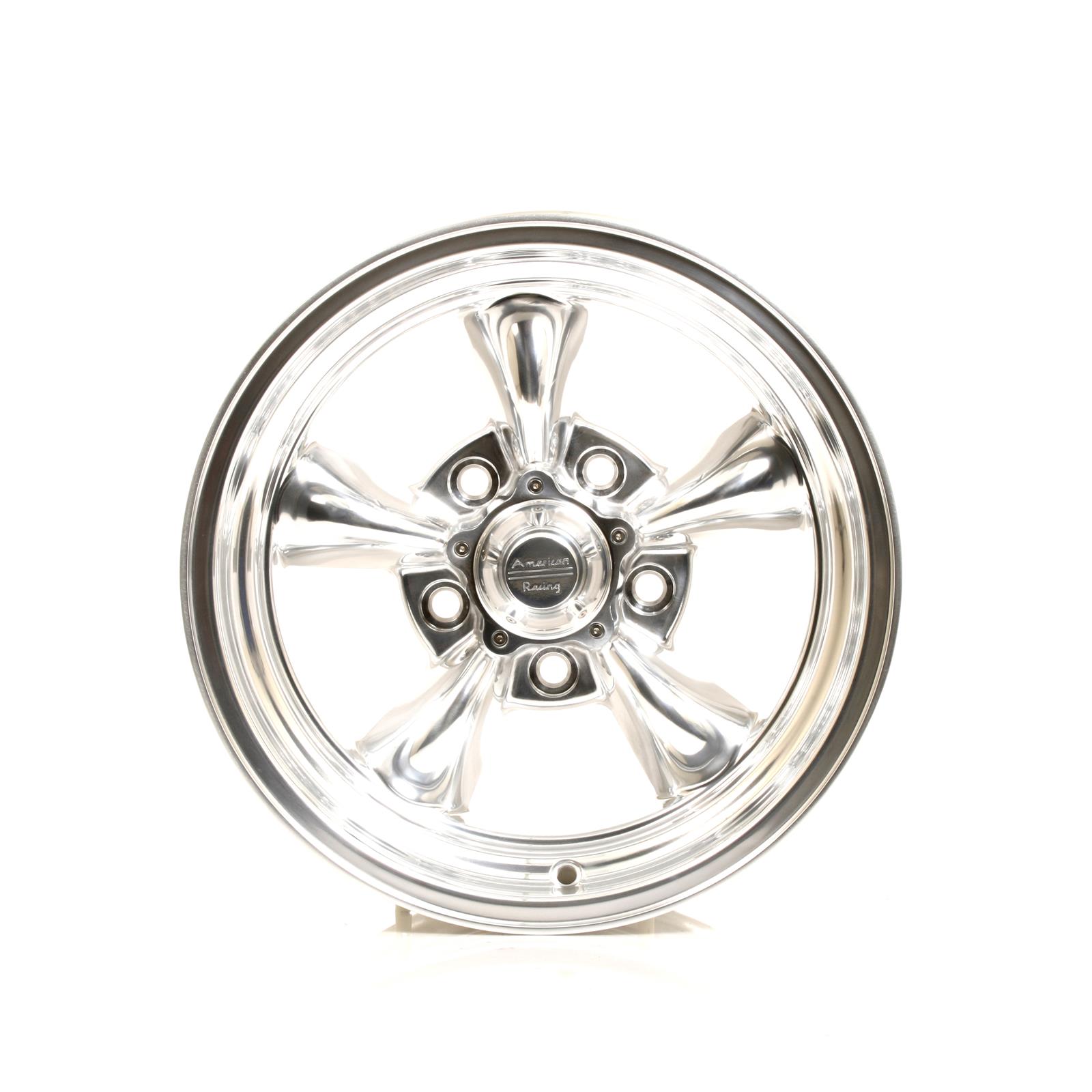 American Racing VN515 Polished Torq-Thrust II One-Piece Wheels 15x7 Wheel, One-Piece, Aluminum, Polished, 15 in. x 7 in., 5 x 5.00 in. Bolt Circle, 3.750 in. Backspace, Each