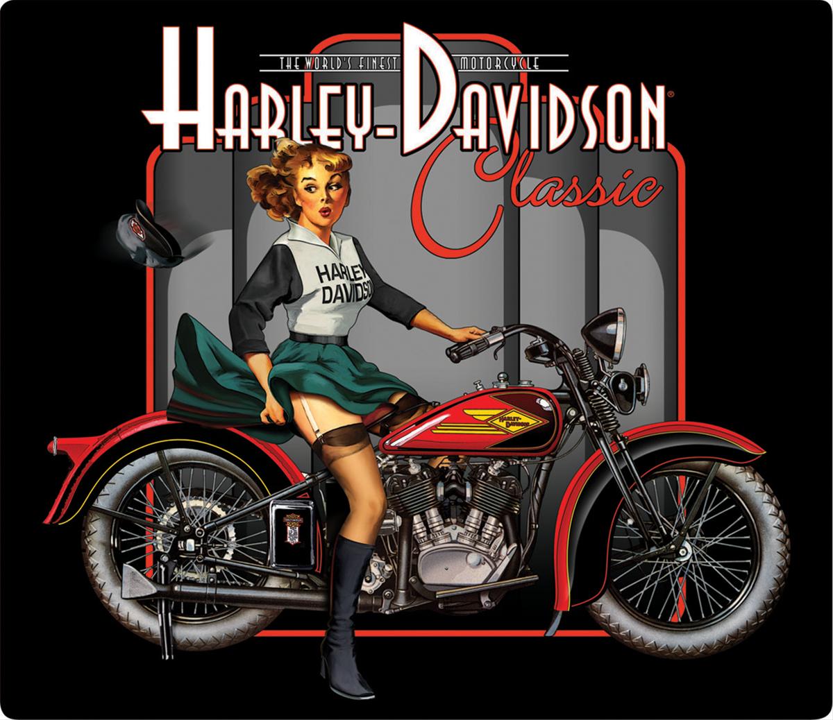 Vintage Harley Davidson Motorcycle Photo Advertisement Pinup Girl My