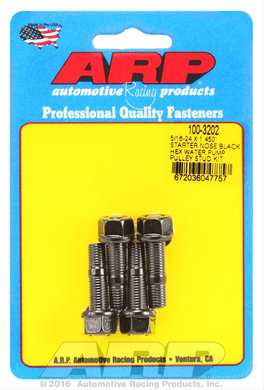 ARP 5/16-24 X 1.450 Starter Nose Black Hex Water Pump Pulley Stud Kit thumbnail 2