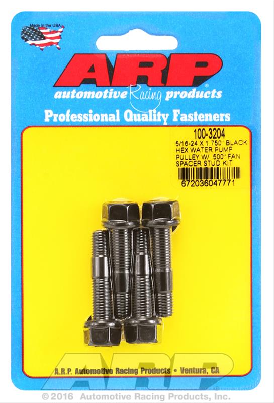 ARP 5/16-24 X 1.750 Black Hex Water Pump Pulley w/ .500in Fan Spacer Stud Kit thumbnail 2