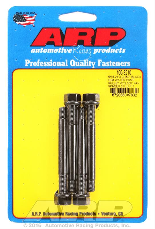 ARP 5/16-24 X 3.250 Black Hex Water Pump Pulley w/ 2.000in Fan Spacer Stud Kit thumbnail 2