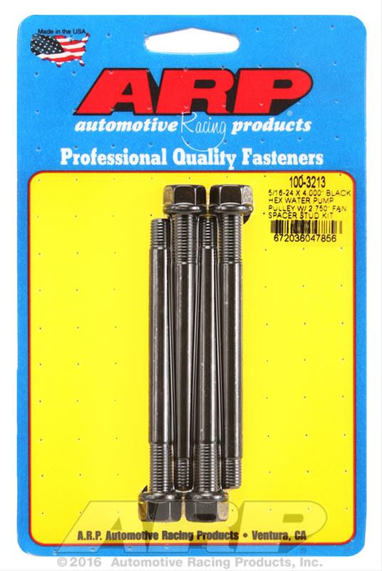 ARP 5/16-24 X 4.000 Black Hex Water Pump Pulley w/ 2.750in Fan Spacer Stud Kit thumbnail 2