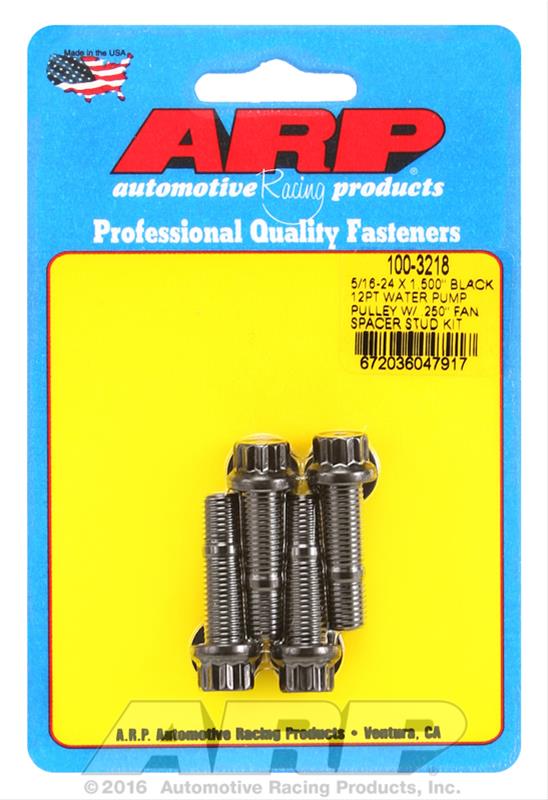 ARP 5/16-24 X 1.500 black 12pt water pump pulley w/ .250in fan spacer stud kit thumbnail 2
