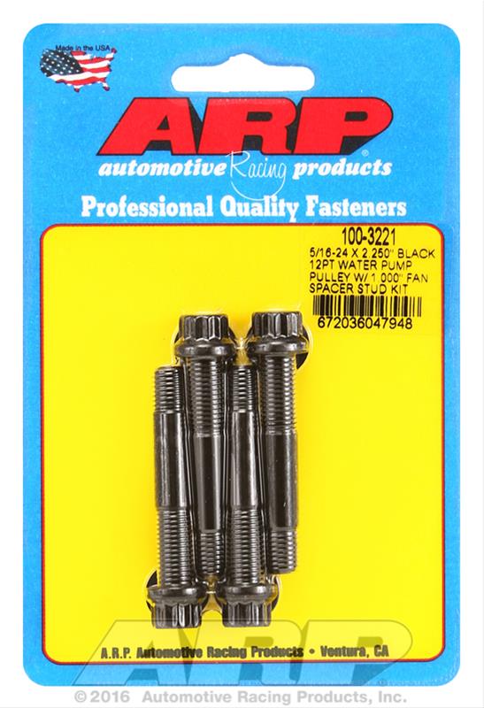 ARP 5/16-24 X 2.250 black 12pt water pump pulley w/ 1.000in fan spacer stud kit thumbnail 2