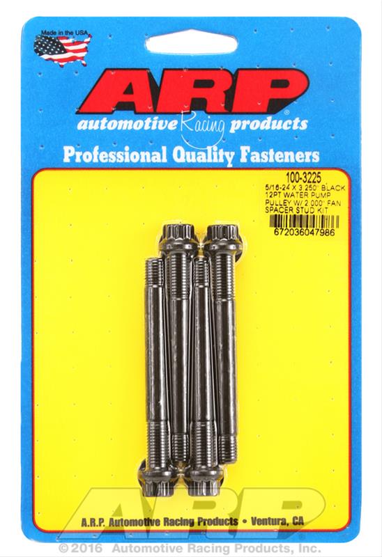 ARP 5/16-24 X 3.250 black 12pt water pump pulley w/ 2.000in fan spacer stud kit thumbnail 2
