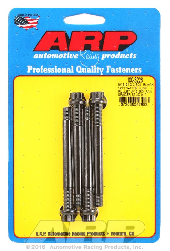ARP 5/16-24 X 3.500 black 12pt water pump pulley w/ 2.250in fan spacer stud kit thumbnail 2
