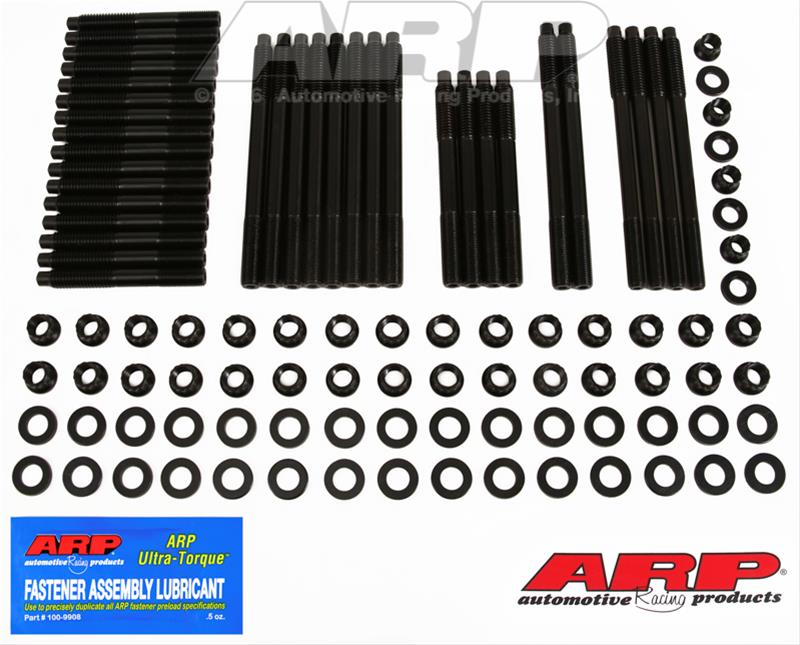 ARP SBC w/Brodix,Rodeck alm Black, 12/18A WT/Clone Brodix hd 3/8 ctr blt holes Head Stud Kit