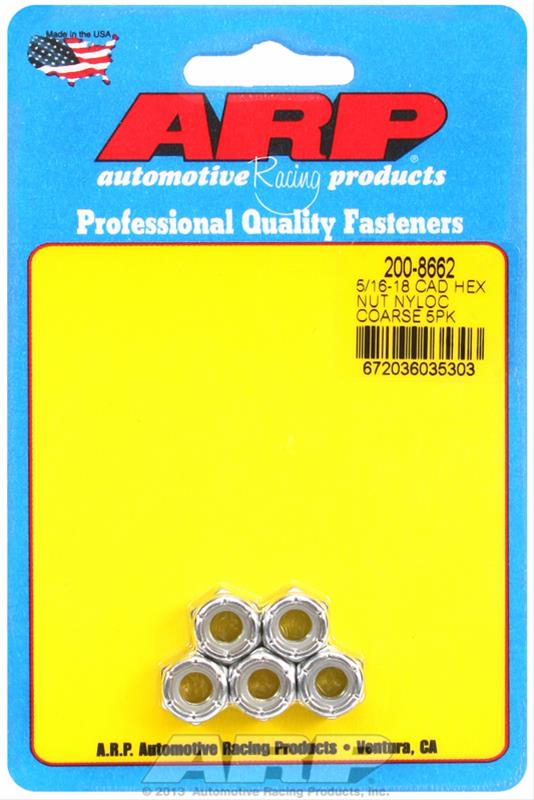 ARP 5/16-18 Cad Coarse Nyloc Hex Nut Kit (Pkg of 5)