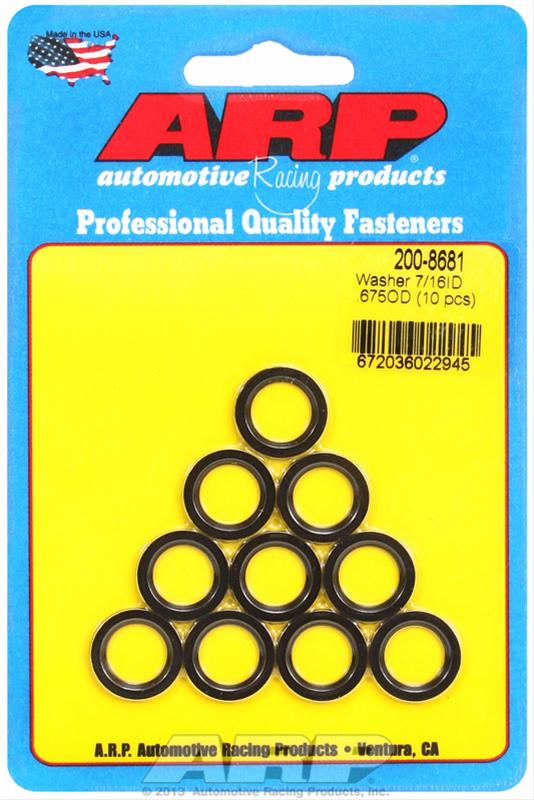 ARP 7/16in ID 5/8in OD Machined Chamfer Black Washer - 10 Pack