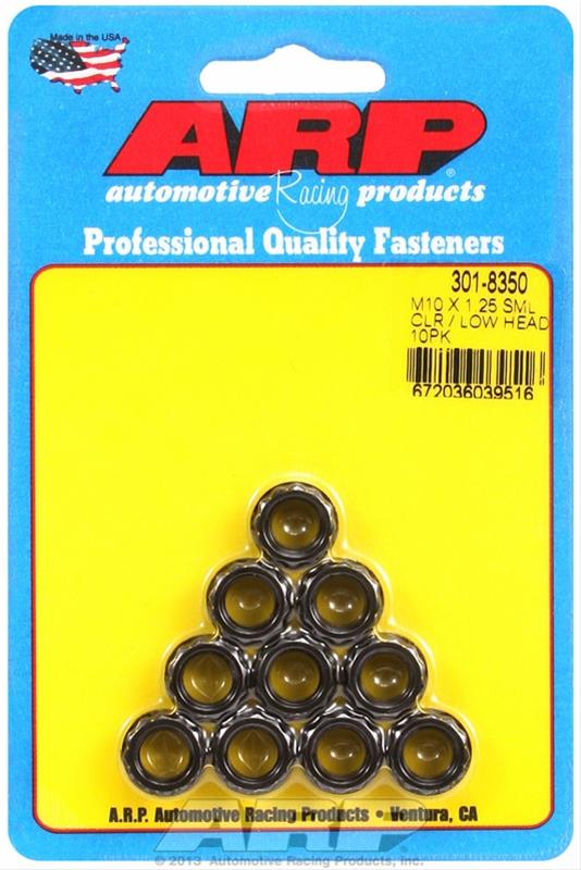 ARP M10x1.25 Sml Clr/Low Head 12PT Nut Kit 8740 Chrome Moly Black - 10 PK