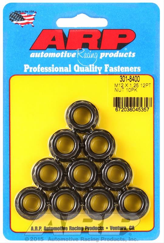 ARP 12mm x 1.25 16mm Socket 12pt Nut Kit (10 pack)