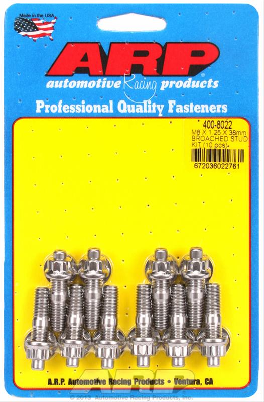 ARP M8 x 1.25 x 38mm Broached 10 Piece Stud Kit