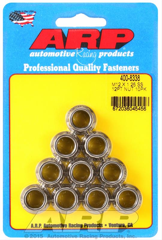 ARP M12 X 1.25 (.750 collar) SS 12pt nut kit